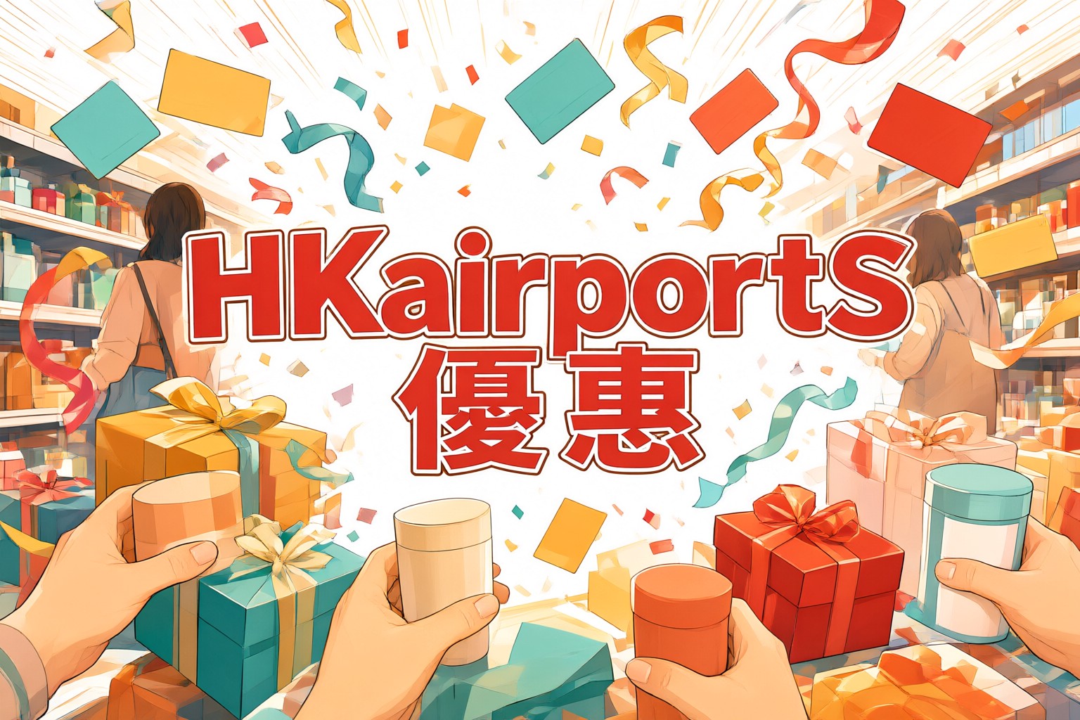HKairportShop限時優惠攻略:日本韓國東南亞航點精選與購物指南 HKairportShop機場免税店內部陳列與旅客購物場景